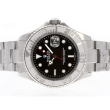 Copy Rolex Yachtmaster Watches: SS Black Face Men Size